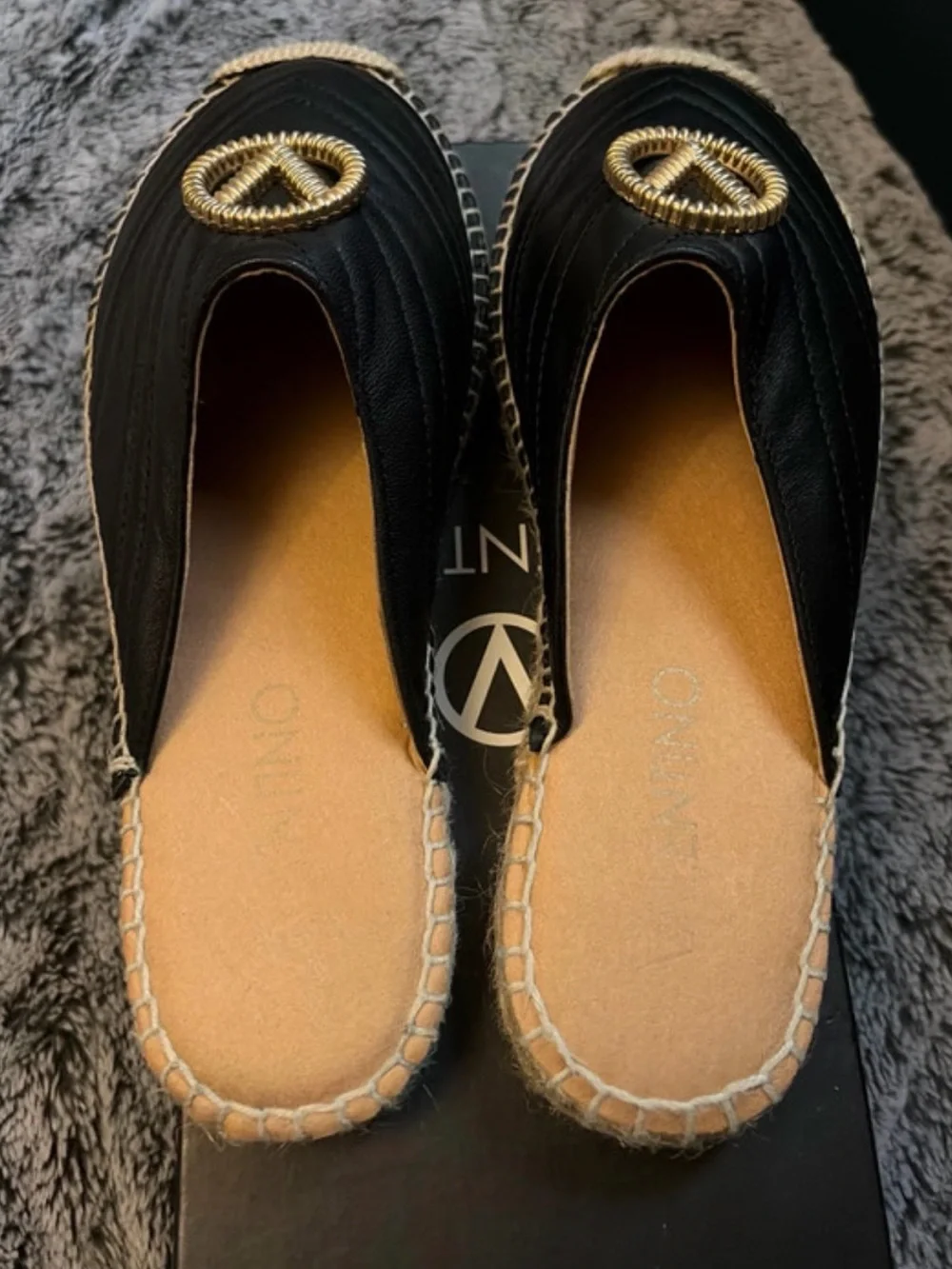 Valentino Clara Black Leather Espadrille Mules EU 38 / US 8